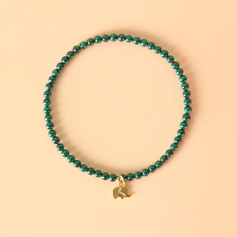 Pulsera con dijes antiansiedad de elefante de malaquita natural con Buddha Stones