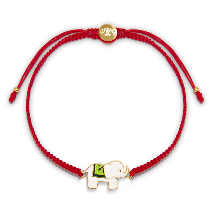 Pulsera de hilo rojo con elefante de la suerte, de plata de ley 925 hecha a mano tibetana con Buddha Stones