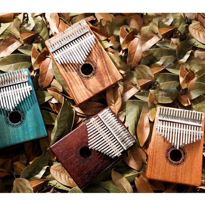 Buddha Stones Kalimba 17 teclas Piano de pulgar madera de caoba Acacia nogal Piano de dedo portátil