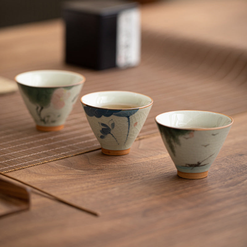 Taza de té de cerámica con Buddha Stones , barco caqui, pez Koi, loto, taza de té de Kung Fu, 50ml