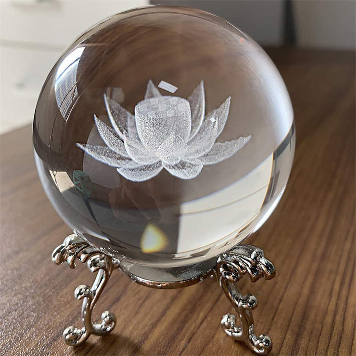 Decoración de bendición de loto de dragón de cristal blanco