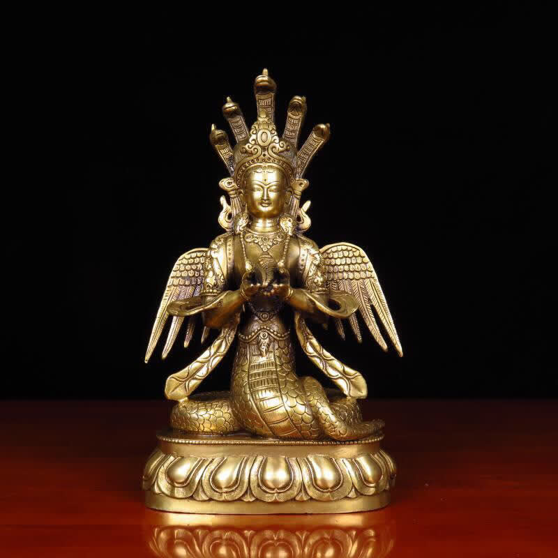Bodhisattva Nuwa La Serpiente Hada Protección Estatua De Cobre Decoración - image 1
