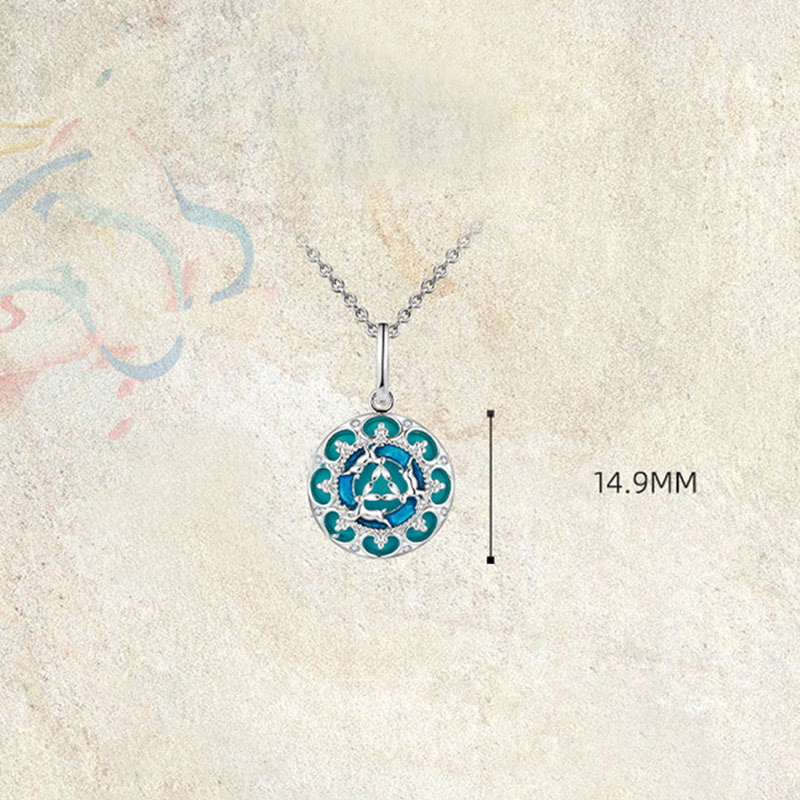 Colgante de plata de ley 925 con Buddha Stones , redondo, turquesa, tres conejos