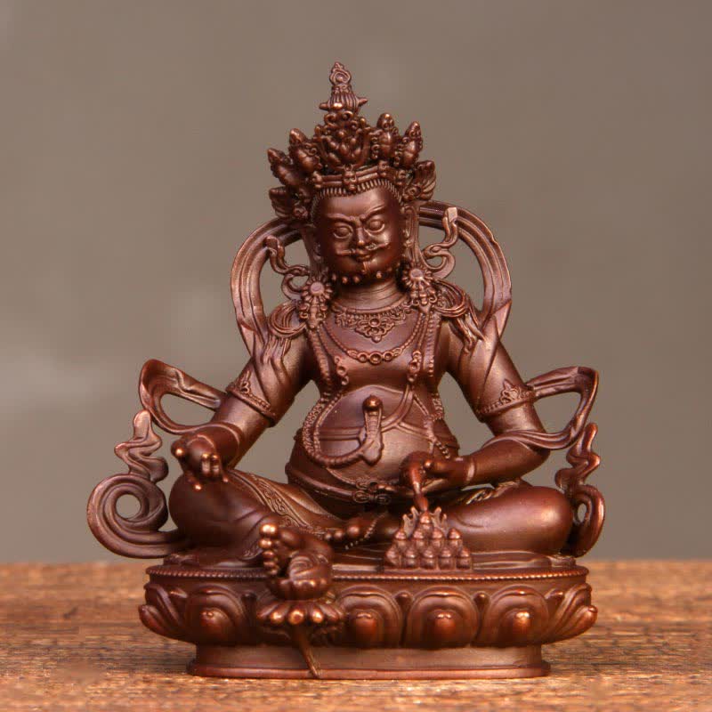 Estatuilla amarilla de Jambhala Bodhisattva, estatua de cobre de compasión, decoración para el hogar y la Oficina
