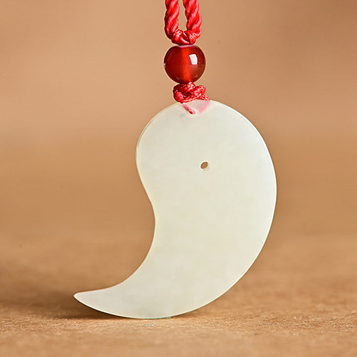 Yin Yang blanco Jade cian Jade protección bendición collar cadena colgante - image 10