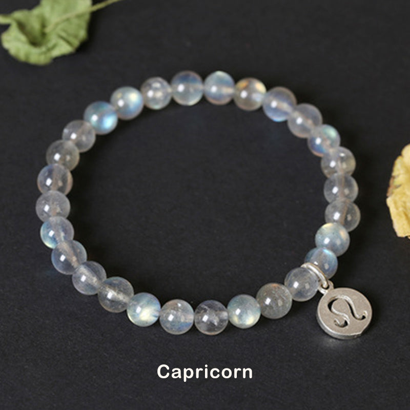 Pulsera con Encanto 12 Constelaciones del Zodíaco Piedra Lunar