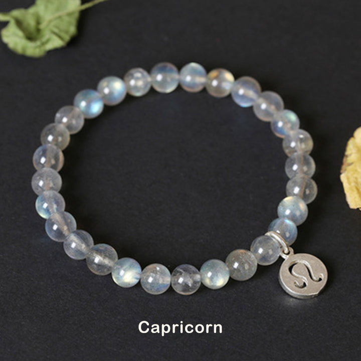 Pulsera con Encanto 12 Constelaciones del Zodíaco Piedra Lunar