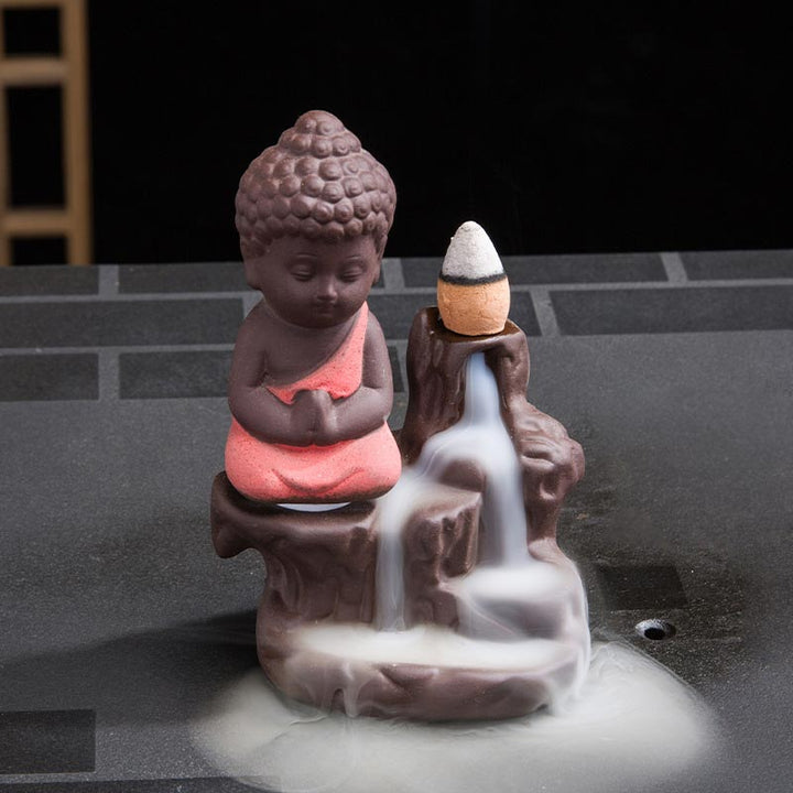 Quemador de incienso de bendición de cerámica, fuente de humo de reflujo de Buddha Stones , decoración