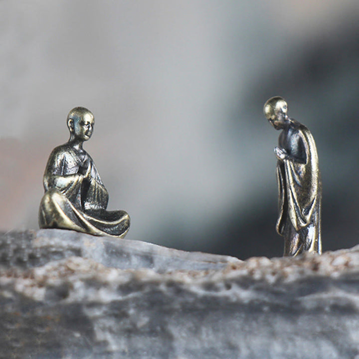 Buddha Stones Mini meditación Buda Metal monje serenidad decoración del hogar - image 1