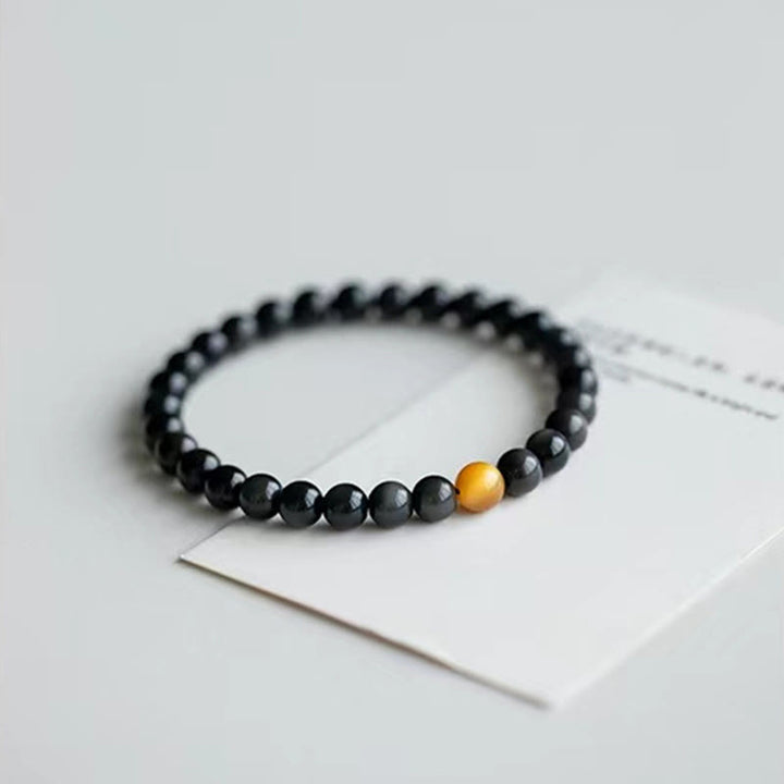 Pulsera de amor positivo con ojo de tigre y obsidiana arcoíris natural con Buddha Stones