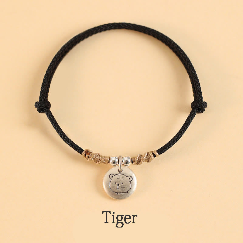 Pulsera trenzada de la suerte del zodíaco chino, hecha a mano, de plata de ley 999 con Buddha Stones, año del dragón