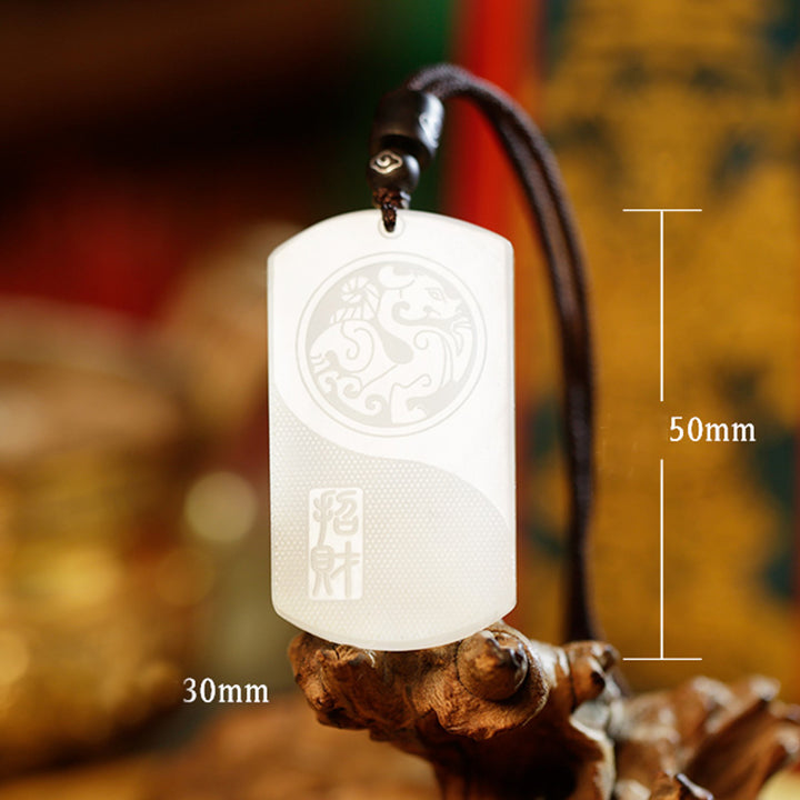 Colgante de collar de protección de la suerte de Jade blanco PiXiu Yin Yang - image 11