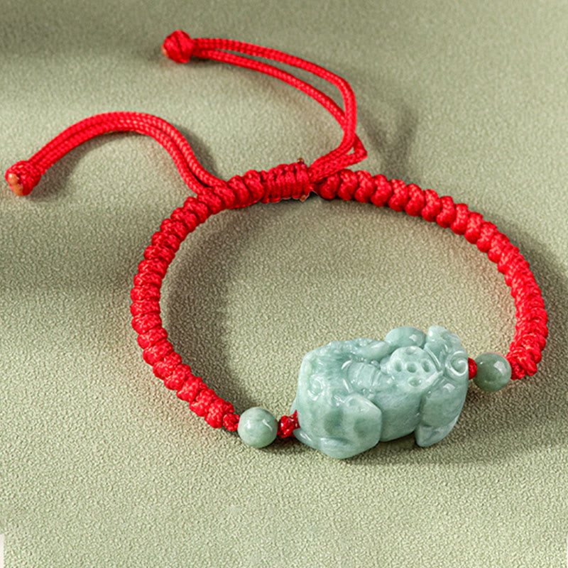 Pulsera de cuerda trenzada con nudo King Kong, protección PiXiu de Jade Natural hecha a mano con Buddha Stones