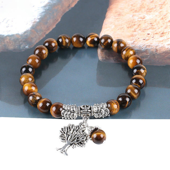 Pulsera elástica con amuleto de la suerte, árbol de la vida, Buddha Stones