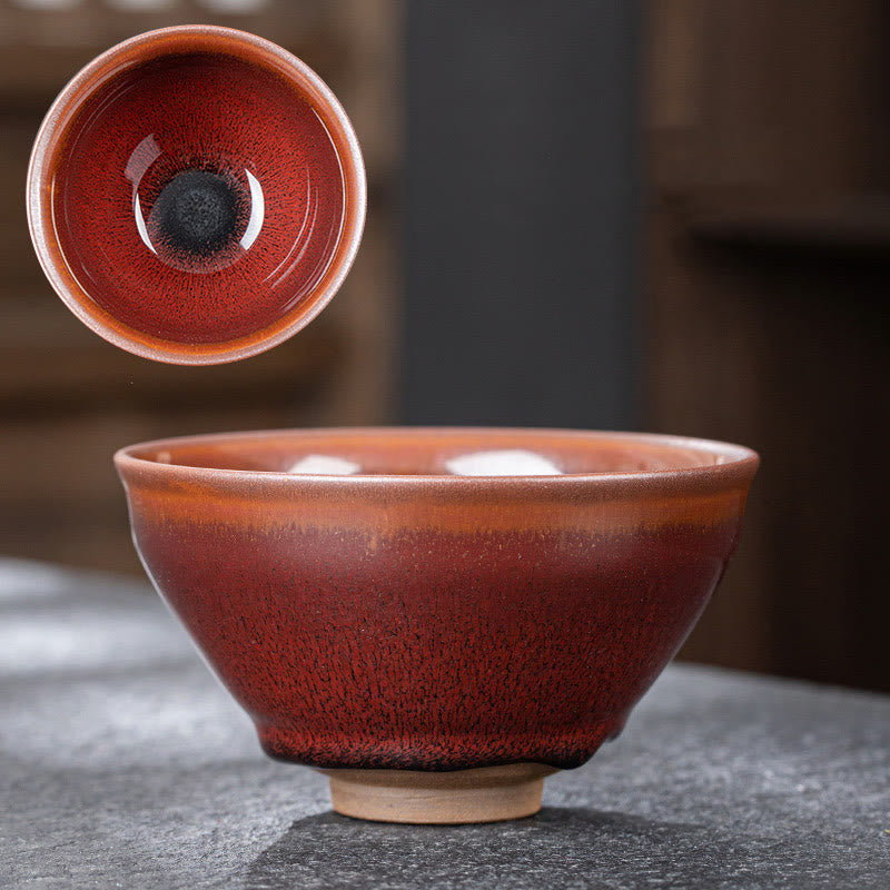 Taza de té de porcelana Jianzhan chino, Vintage, rojo, marrón , Buddha Stones , taza de té de Kung Fu