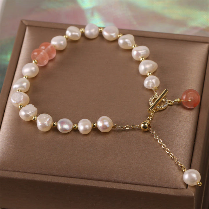 Pulsera de cadena curativa con cuentas de cuarzo fresa verde perla de Buddha Stones