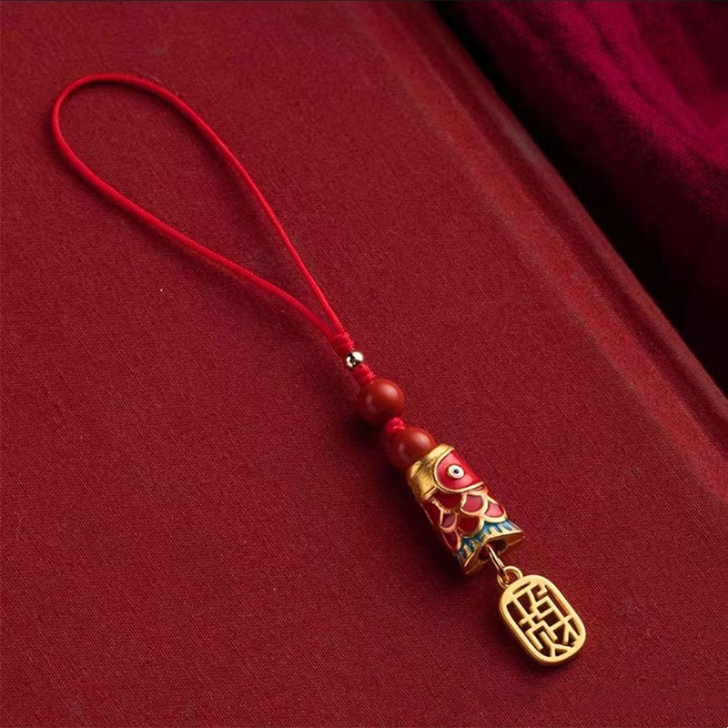 Buddha Stones, pez Koi, cinabrio que atrae la riqueza, deseo Ruyi, amuleto de suerte, decoración colgante para teléfono
