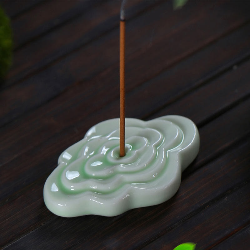 Buddha Stones, Mini diseño de nubes propicias, palo curativo, decoración de quemador de incienso pequeño de cerámica