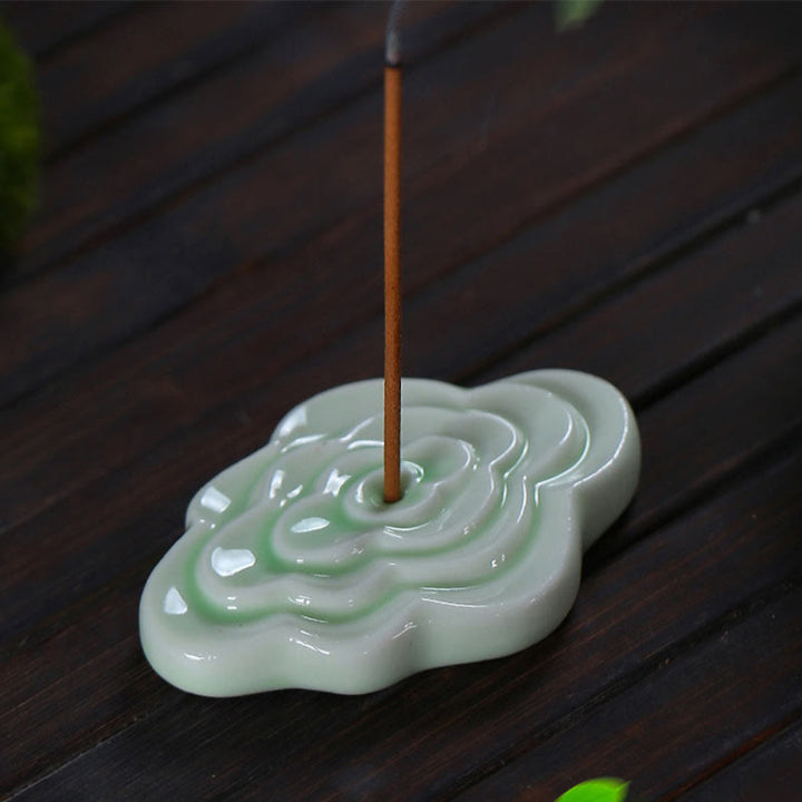 Buddha Stones, Mini diseño de nubes propicias, palo curativo, decoración de quemador de incienso pequeño de cerámica