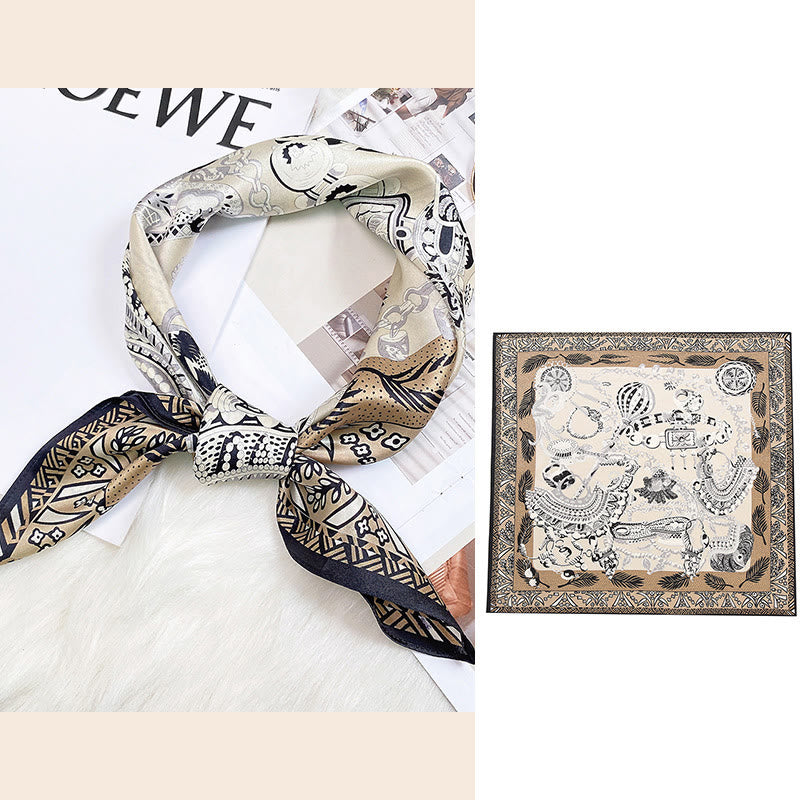 Buddha Stones escena pastoral globo aerostático flor de primavera 100% seda de morera cuello bufanda para el pelo - image 28