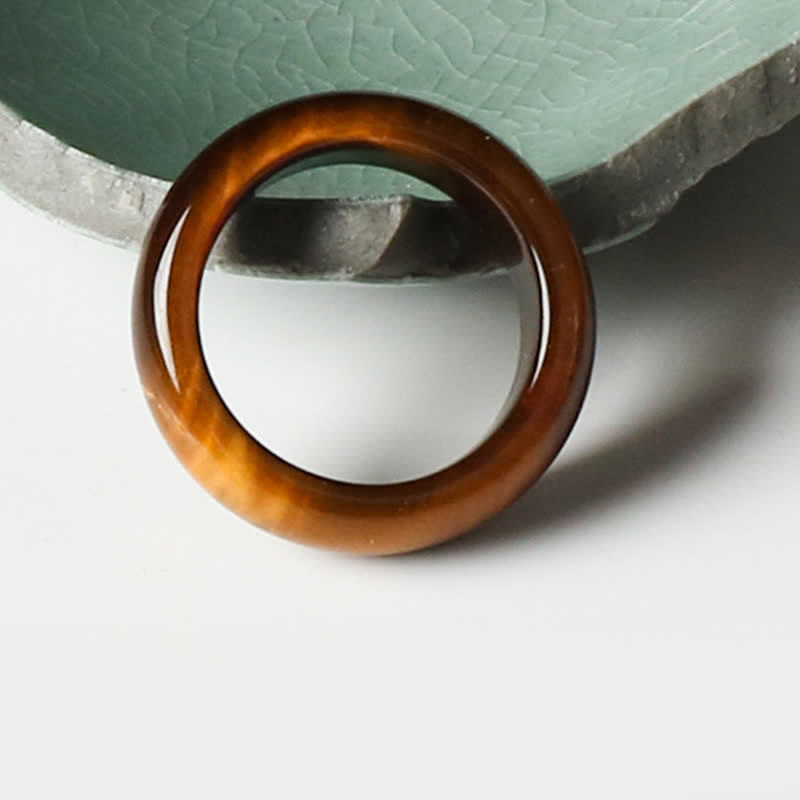 Anillo de protección de fuerza de piedra de ojo de tigre de Buddha Stones