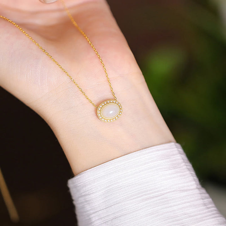 Collar con colgante de mariposa de Buda sonriente de la suerte, Jade cian Natural de Plata de Ley 925 - Jade blanco redondo - image 30