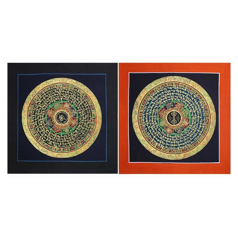 Caja ciega tibetana hecha a mano con pintura Thangka, bendición espiritual, patrón de Color aleatorio