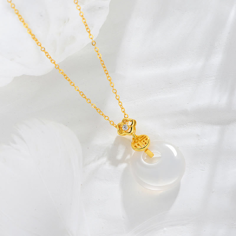 Colgante de plata de ley 925 con Buddha Stones y ágata blanca con el símbolo de la suerte y la felicidad - image 2