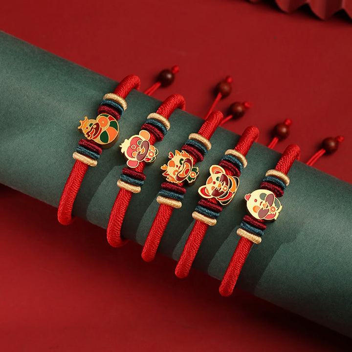 Pulsera roja trenzada de la suerte del zodíaco chino, hecha a mano, de Plata de Ley 925 con Buddha Stones , Año del Dragón