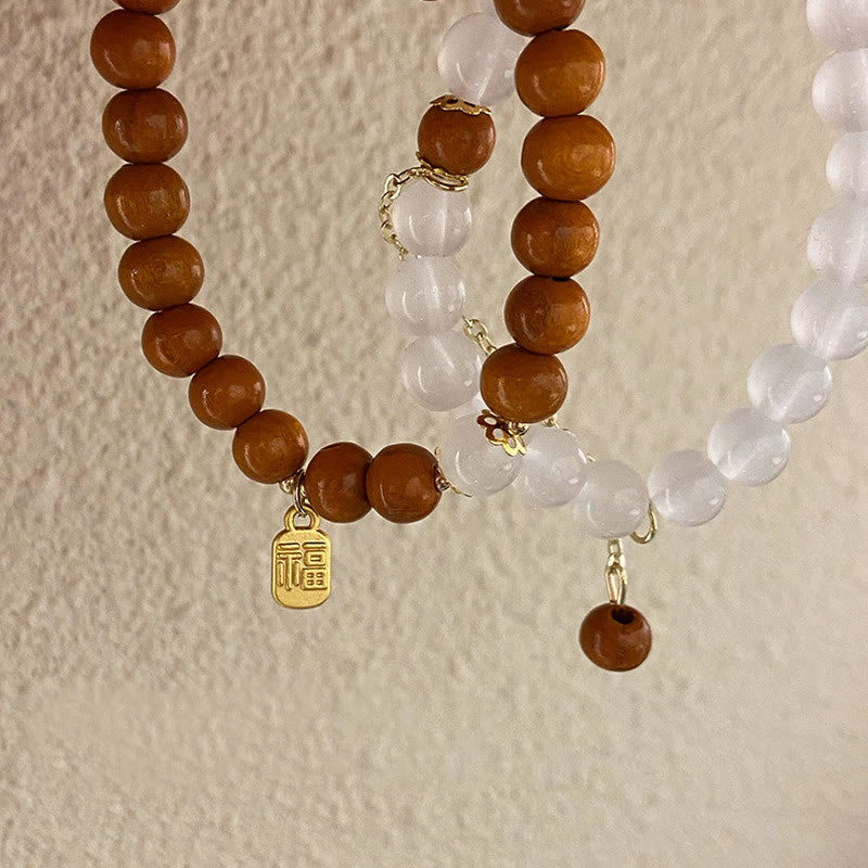 Pulsera de protección con dije de personaje Fu de ojo de gato de sándalo con Buddha Stones