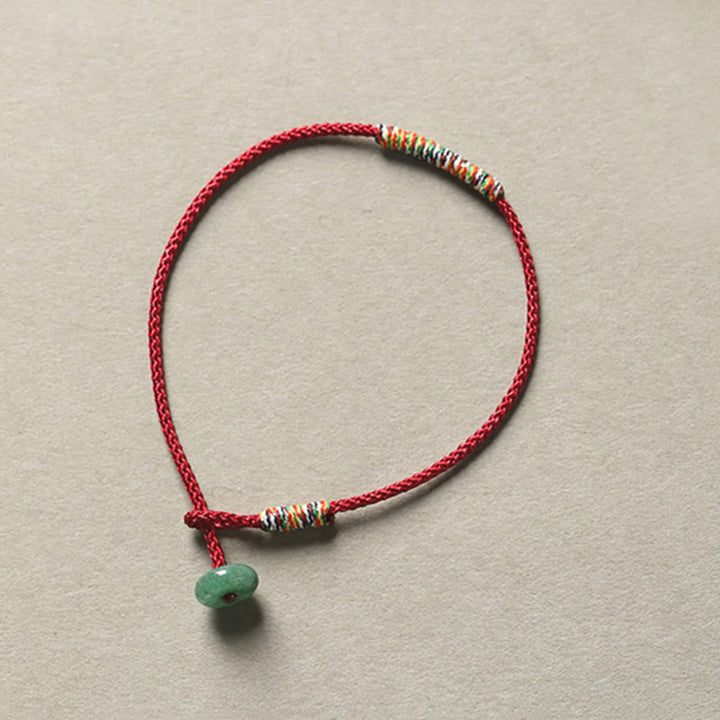 Pulsera de cuerda trenzada de protección de la suerte de aventurina verde hecha a mano tibetana con Buddha Stones