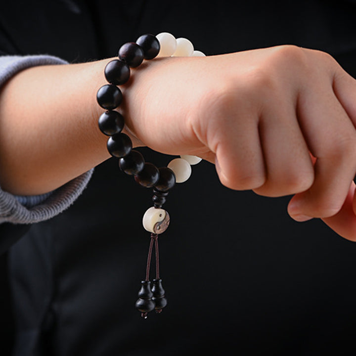 Pulsera de protección YinYang de ébano con Buddha Stones , decoración