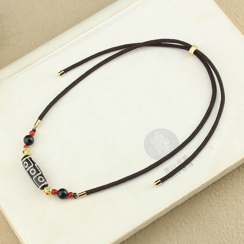 Colgante de collar de cadena con Buddha Stones tibetanas de nueve ojos Dzi, protección de cuentas, bendiciones