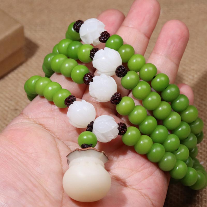 Pulsera de sabiduría Mala con 108 cuentas de semillas de Bodhi naturales