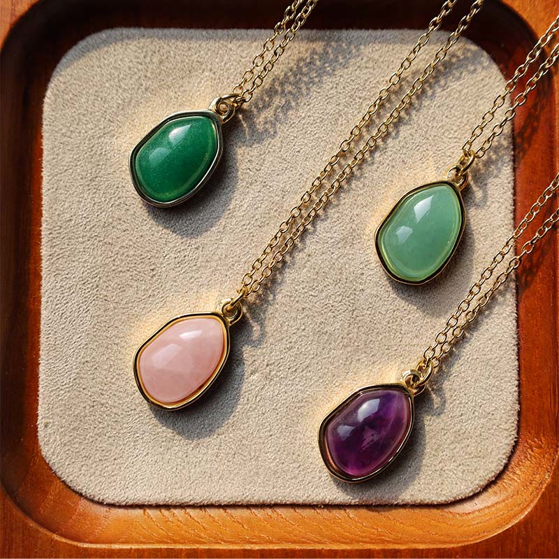 Colgante de collar con bendición de cuarzo rosa, amatista, aventurina verde Natural, Buddha Stones