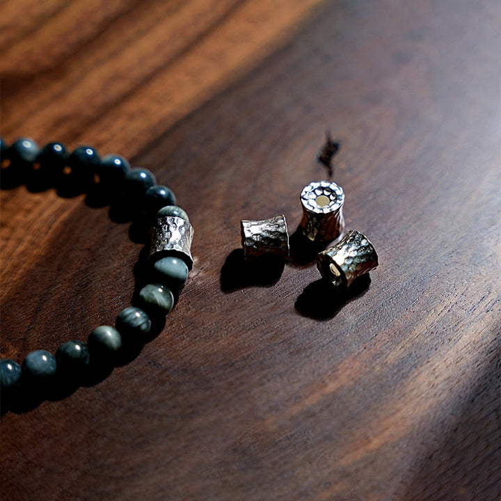 Buddha Stones Plata de Ley 925 108 Cuentas Mala Piedra Ojo de Águila Pulsera Positiva de Piedra Lunar