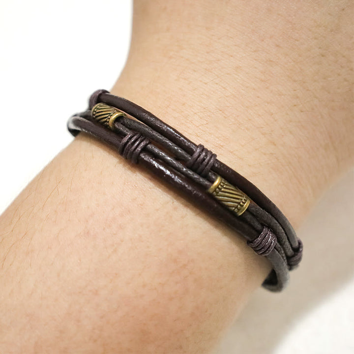 Pulsera de cuero vintage con Buddha Stones, pulsera con capas de cuerda marrón - image 5