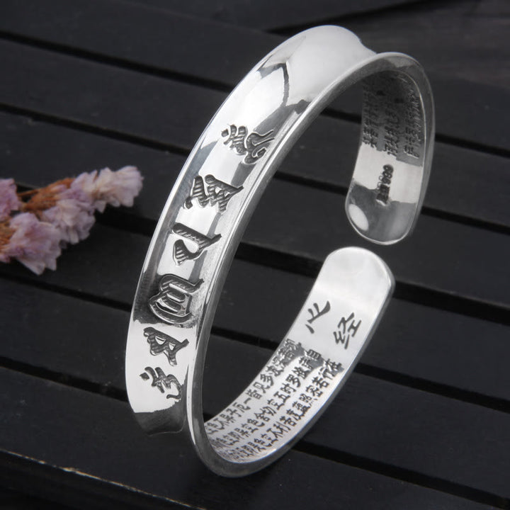 Pulsera de plata de ley 999 con Buddha Stones Om Mani Padme Hum corazón Sutra amor paz