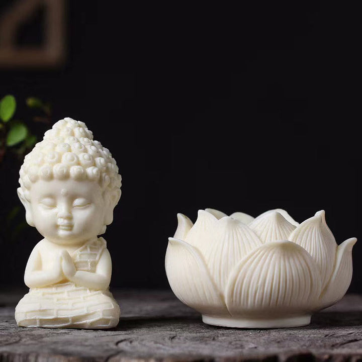 Buddha Stones Mini fruta de marfil Tathagata Buda Lotus Kwan Yin Avalokitesvara Manjusri Samantabhadra Serenity decoración de escritorio