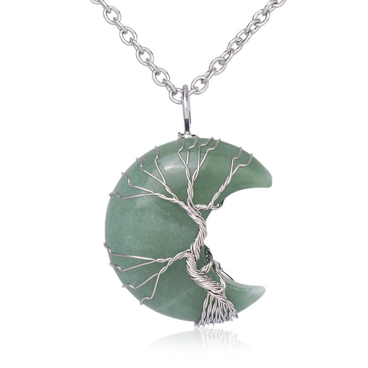 Colgante de collar de energía curativa con Buddha Stones, cristal de cuarzo Natural, Luna, árbol de la vida - Aventurina verde - image 5