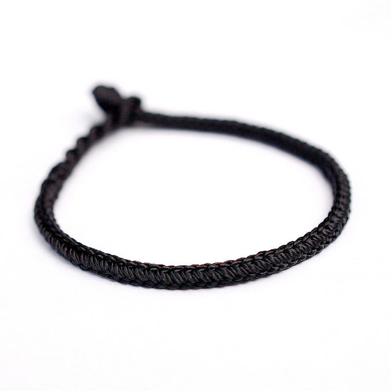 Pulsera de cuerda trenzada con protección de nudo de paz de ocho hilos hecha a mano tibetana con Buddha Stones
