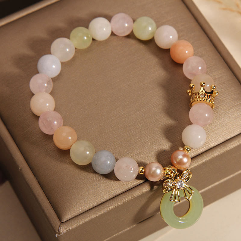 Pulsera de confianza de jade con hebilla de paz de morganita con Buddha Stones