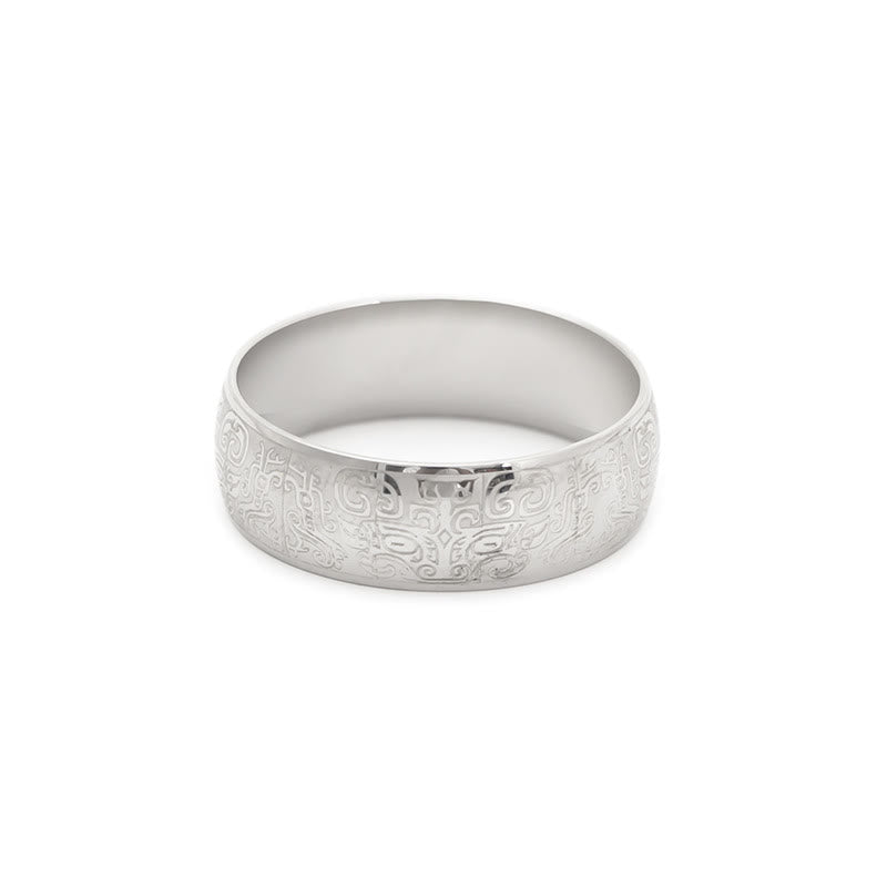 Anillo de acero de titanio con Buddha Stones, criatura mitológica afortunada, Taotie, riqueza