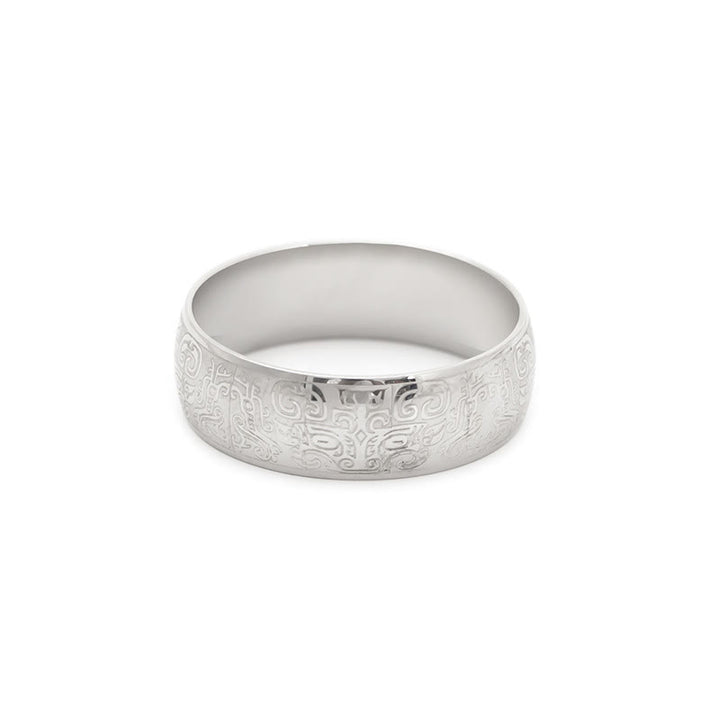 Anillo de acero de titanio con Buddha Stones, criatura mitológica afortunada, Taotie, riqueza