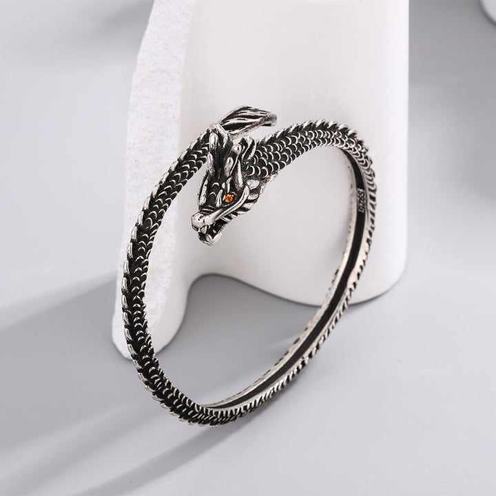 Brazalete de protección de la suerte con patrón de escamas de dragón de Buddha Stones