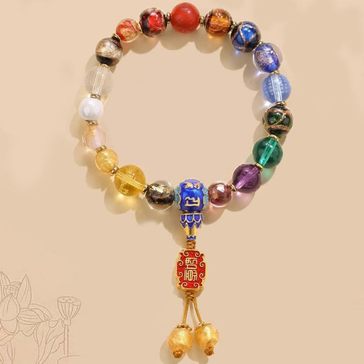 Buddha Stones tibetano colorido incienso ceniza Liuli cuentas de vidrio Om Mani Padme Hum Dorje Vajra 18 cuentas muñeca Mala