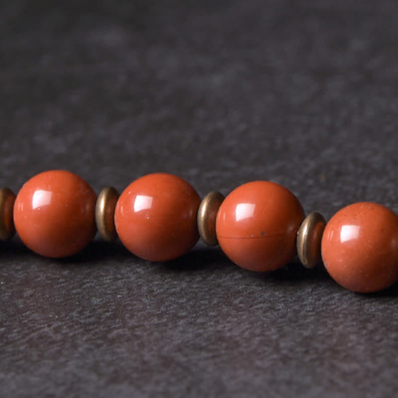 Pulsera de pareja de paz con Buddha Stones, jaspe rojo, ágata de musgo, cristal de obsidiana negra, cobre