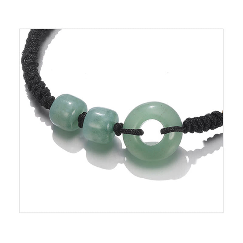 Buddha Stones, 2 uds., aventurina verde, Jade blanco, hebilla de la paz, pulsera trenzada para pareja de la suerte