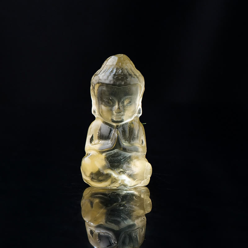 Buddha Stones Varios Cristal Amatista Cristal Rosa Cristal Blanco Citrino Buda Tallado Collar de Curación Espiritual Colgante Decoración