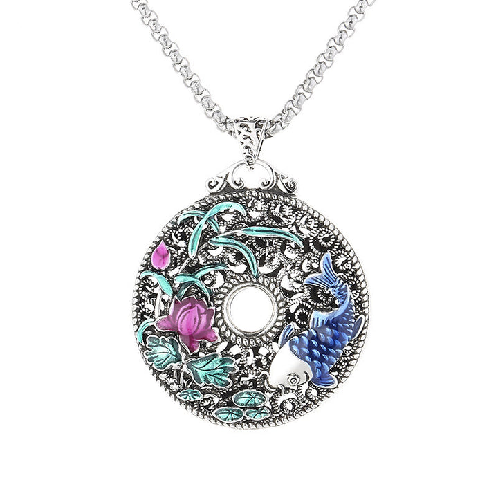 Buddha Stones Koi pez loto paz hebilla Fu carácter riqueza suerte collar colgante